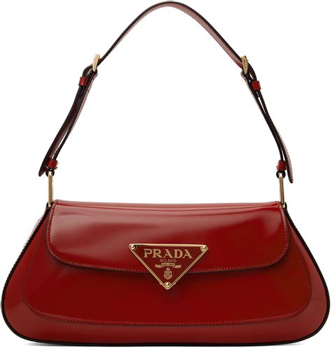 prada red brushed leather bag|Prada leather bag vintage.